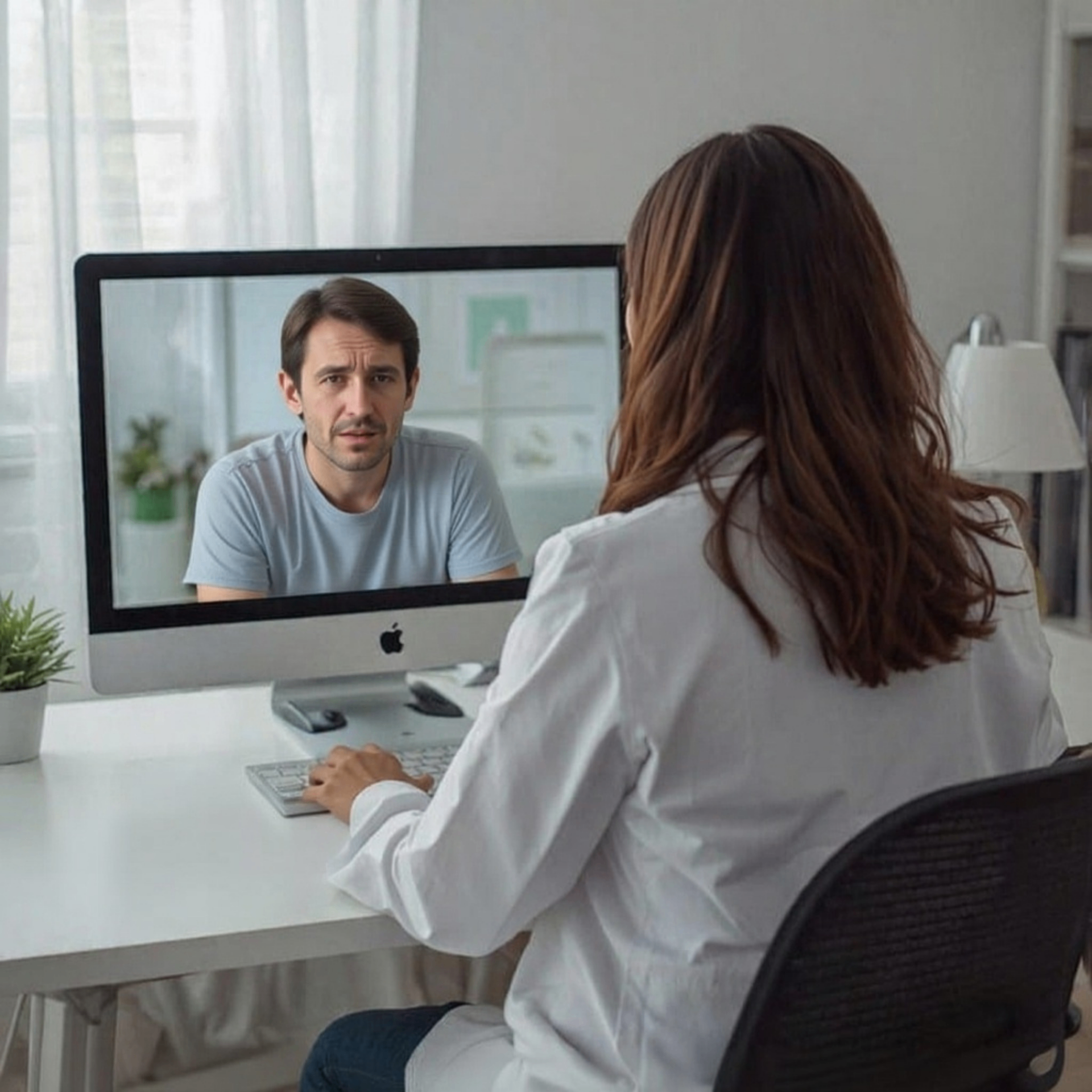 Telemedicine consultation - patient meeting with doctor via video call